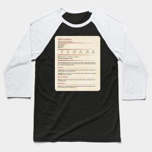 D&d Grandma Statblock Baseball T-Shirt